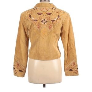 Vintage Embroidered Suede Leather Jacket